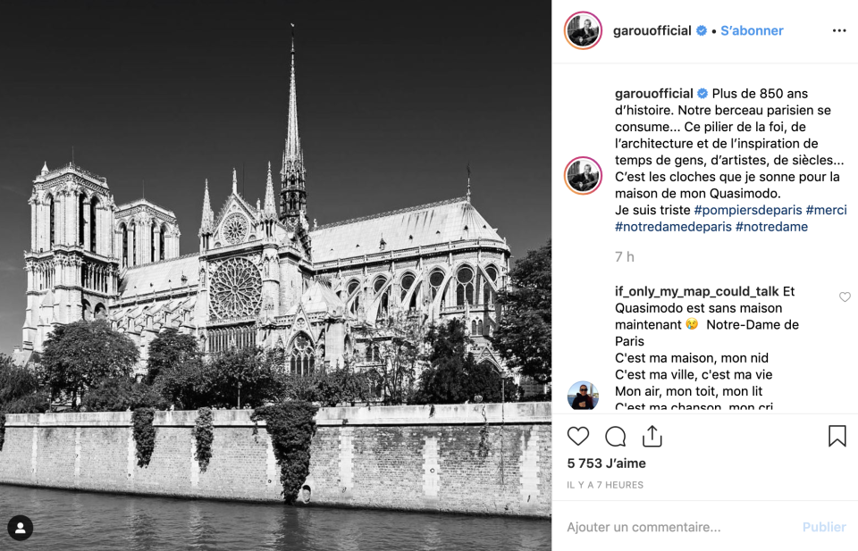 Les stars rendent hommage à Notre Dame de Paris