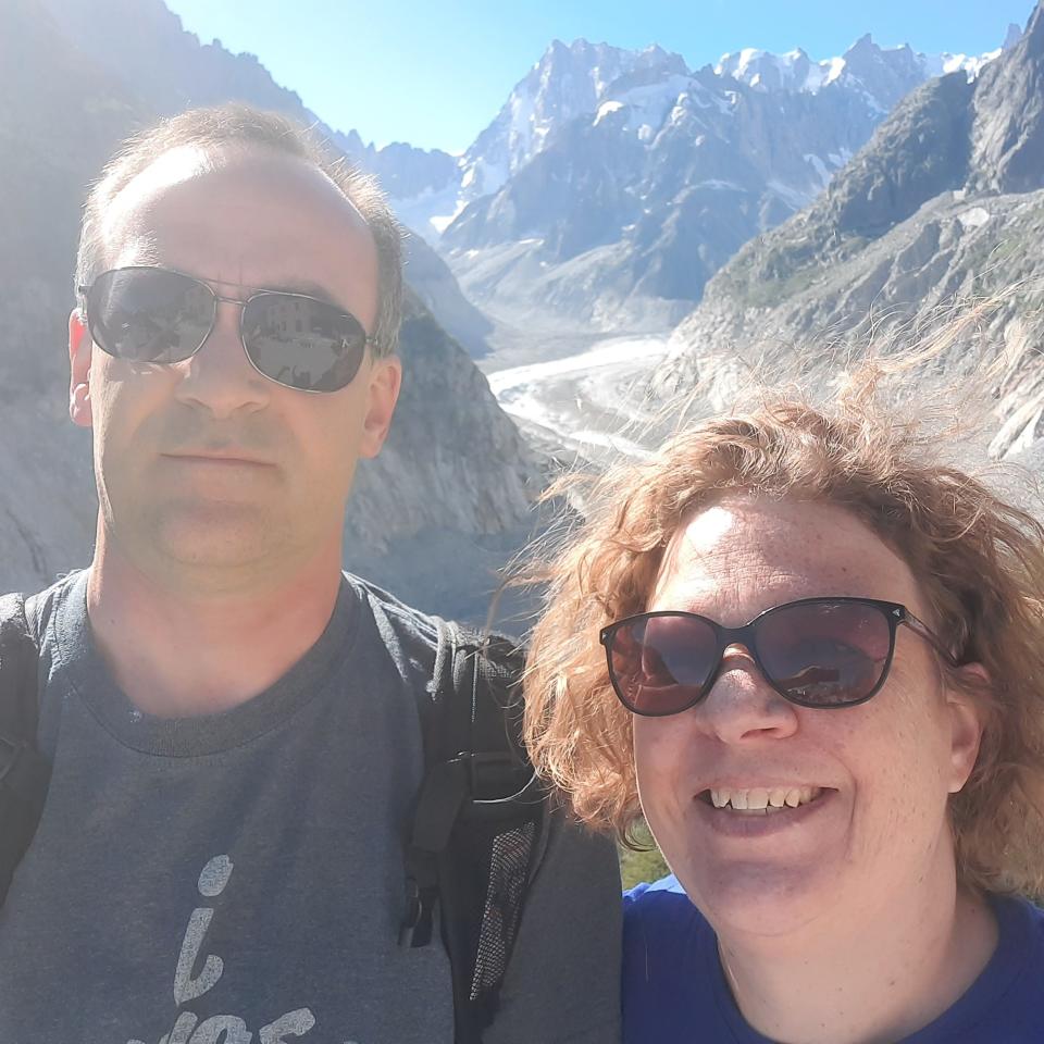 Claudia Clark and husband in Chamonix France July 2020