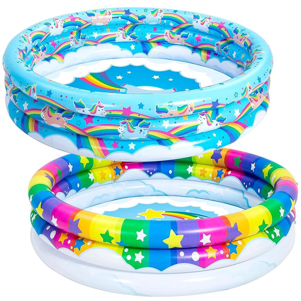 10) Inflatable Kiddie Pool Unicorn Rainbow (2-Pack)