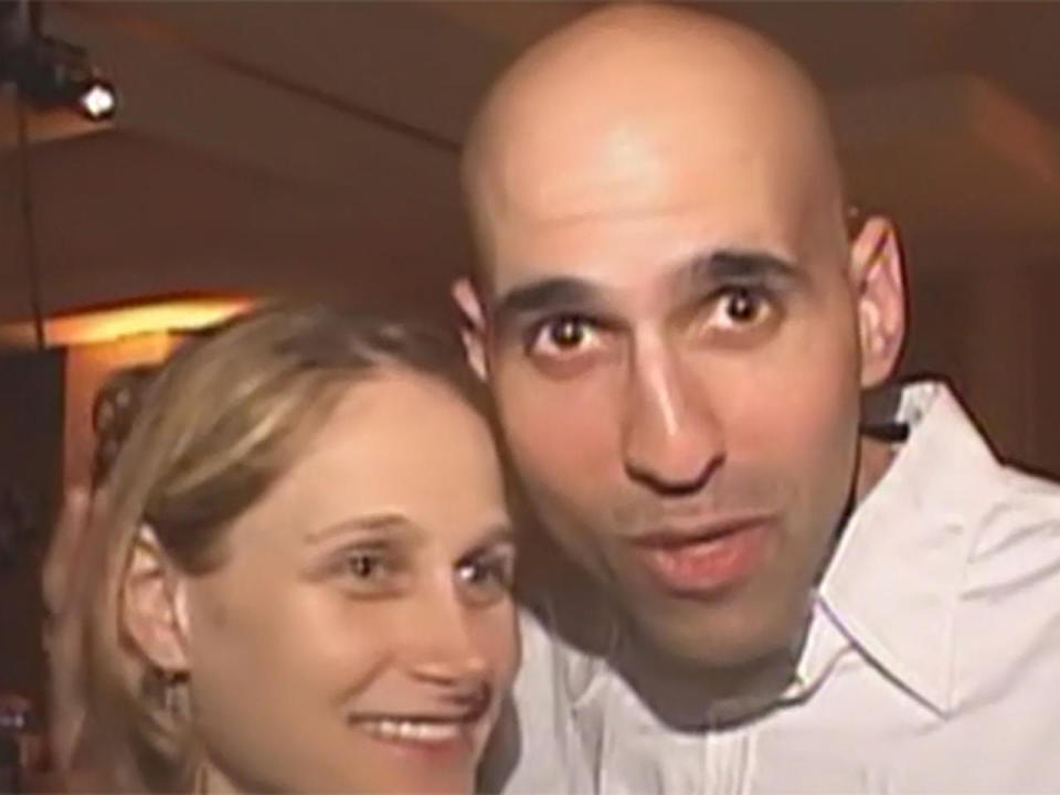 Pamela Buchbinder and Michael Weiss seen in video from Jake Nolan's bar mitzvah. / Credit: Debbie Nolan