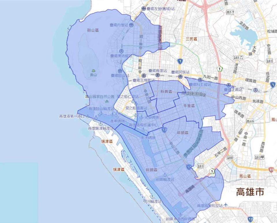 <strong>高雄市前鎮區、鼓山區、苓雅區、前金區、新興區29日因水管老舊破裂漏水，4.5萬戶居民無水可用。（圖／翻攝自台水七區處官網）</strong>