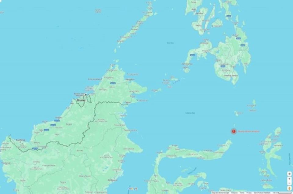 Mount Ruang Volcano Eruption in North Sulawesi. Source: Google Maps