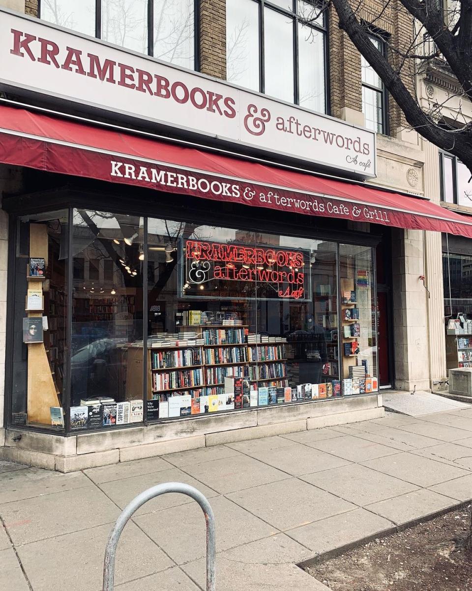 <p>When <a href="https://kramers.com/bookstore" rel="nofollow noopener" target="_blank" data-ylk="slk:Kramerbooks & Afterwords Cafe;elm:context_link;itc:0;sec:content-canvas" class="link ">Kramerbooks & Afterwords Cafe</a> opened in 1976, it was the first bookstore/cafe in Washington, D.C. Not only do they have a wonderful selection of books, they also serve delicious food and have a full-service bar. They host lots of events, such as the Badass Woman's Book Club and calligraphy nights. </p>