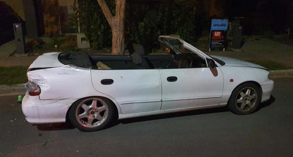 A fake convertible Hyundai Excel.