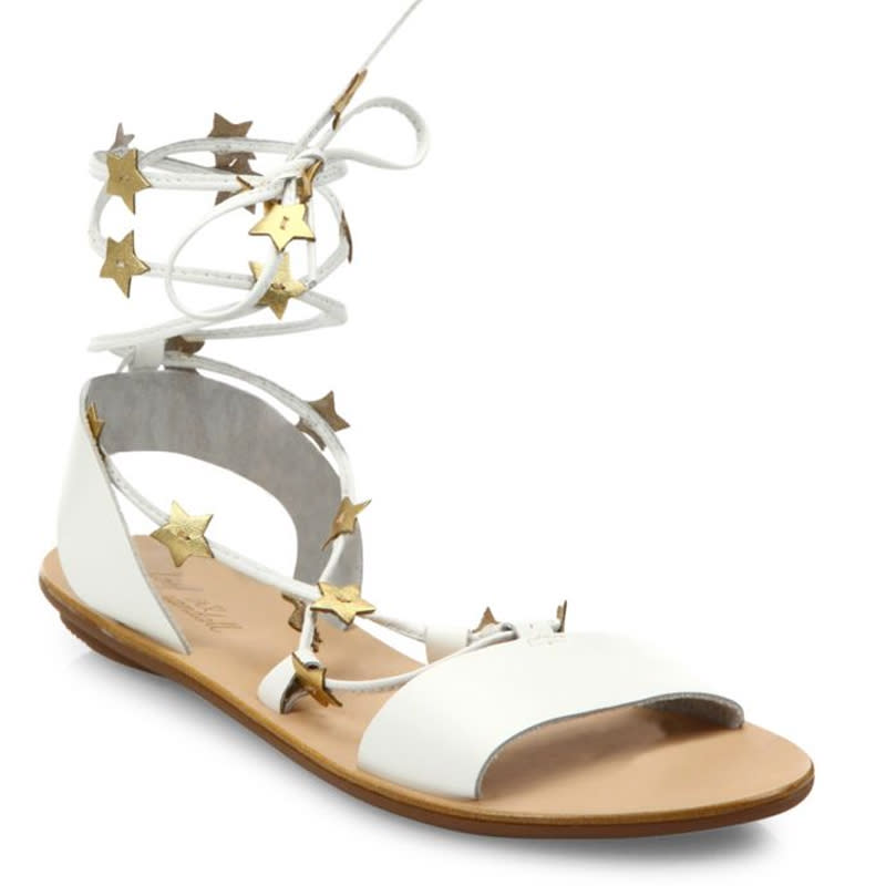 Loeffler Randall Starla Star-Detail Leather Lace-Up Sandals