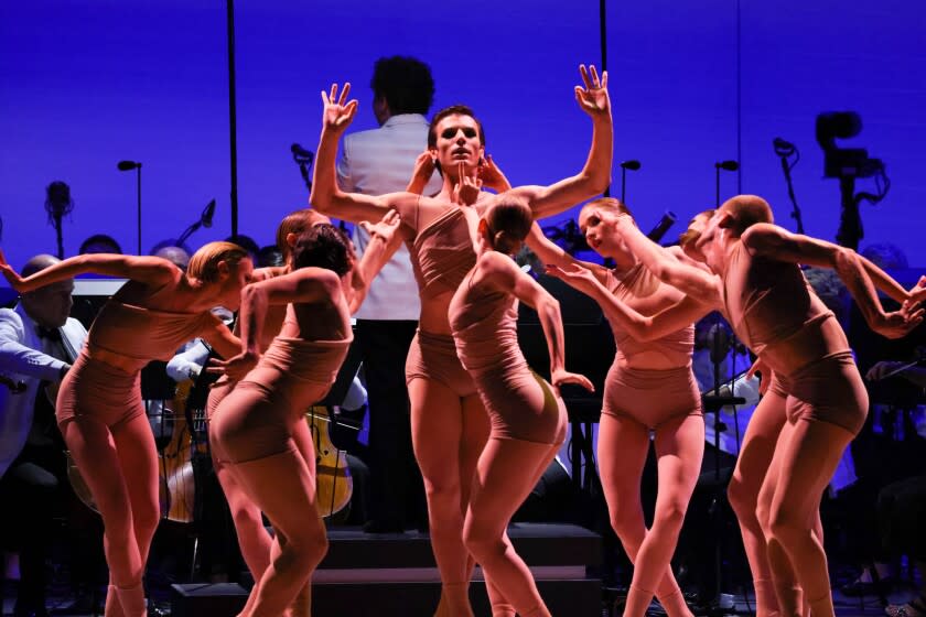 Los Angeles, CA - July 20: Dancers perform Faunes in Dudamel and Paris Opera Ballet at the Hollywood Bowl on Wednesday, July 20, 2022 in Los Angeles, CA. (Dania Maxwell / Los Angeles Times)