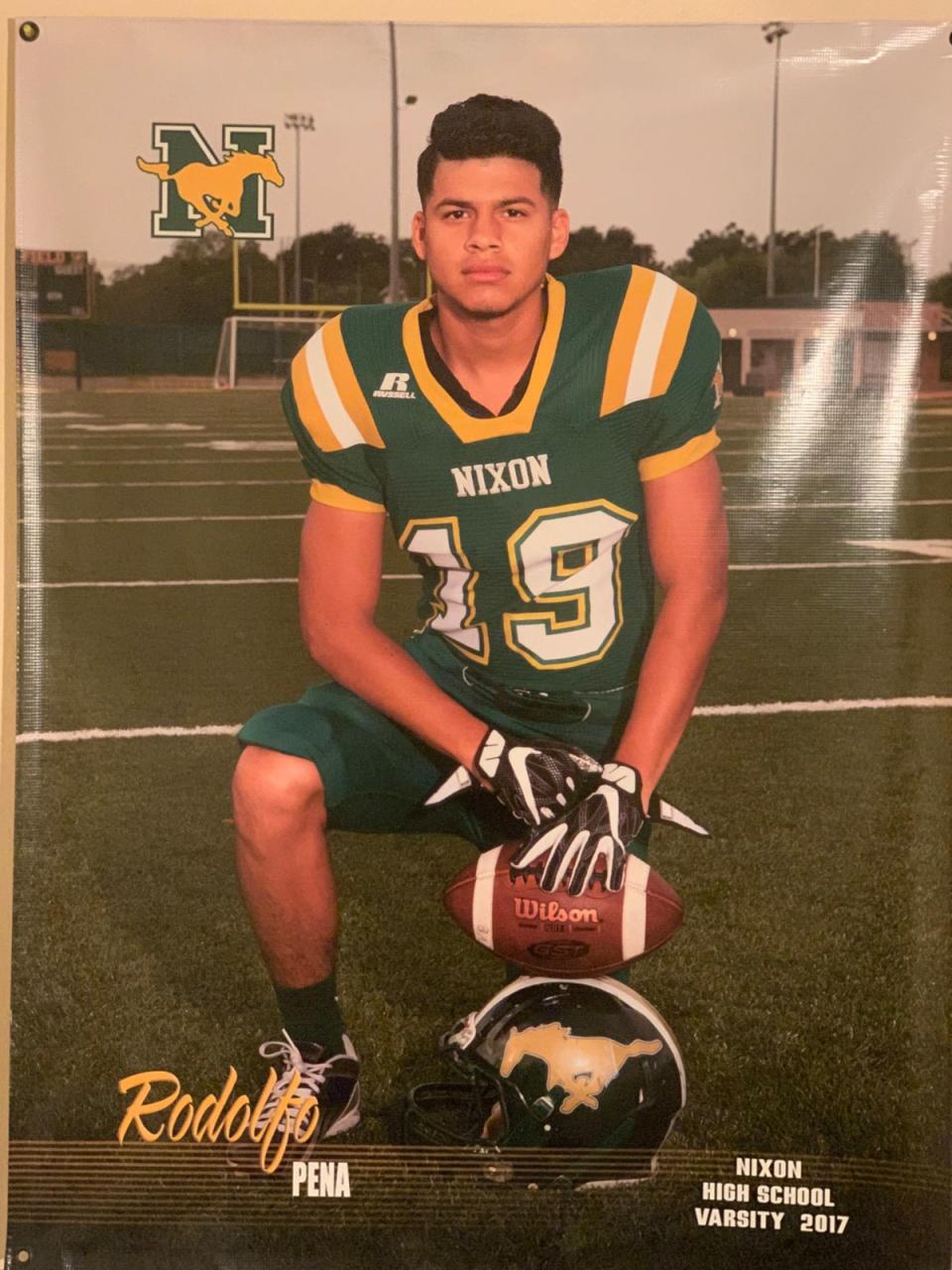 Rodolfo ‘Rudy’ Pena played football, basketball and track at Nixon High School in Laredo Texas (Courtesy of Pena family)
