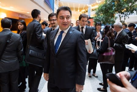 FILE PHOTO: Turkey's Deputy PM Babacan arrives for a G-20 finance ministers meeting during the World Bank/IMF annual meetings in Washington