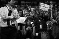 <p>A person sitting in the Florida Delegation eats during the DNC Convention in Philadelphia, PA. on July 25, 2016. (Photo: Khue Bui for Yahoo News)</p>