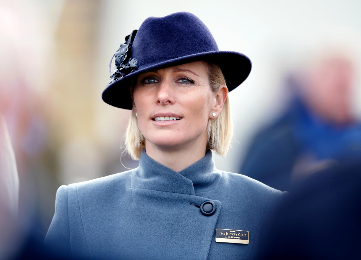 CHELTENHAM, UNITED KINGDOM - MARCH 12: (EMBARGOED FOR PUBLICATION IN UK NEWSPAPERS UNTIL 24 HOURS AFTER CREATE DATE AND TIME) Zara Tindall attends day 3 'St Patrick's Thursday' of the Cheltenham Festival 2020 at Cheltenham Racecourse on March 12, 2020 in Cheltenham, England. (Photo by Max Mumby/Indigo/Getty Images)