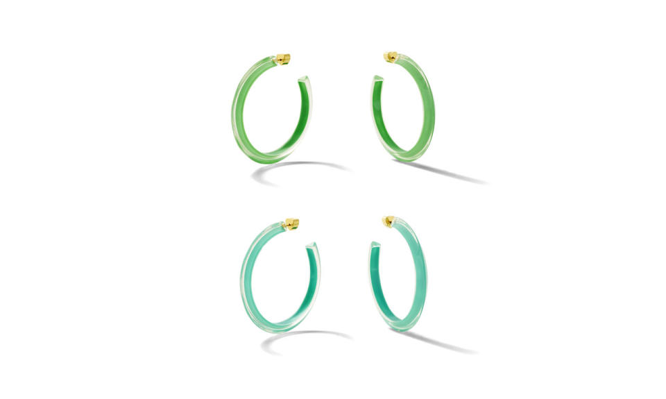 <p>Medium Jelly Hoops, $145, <a rel="nofollow noopener" href="https://www.alisonlou.com/collections/loucite/products/medium-jelly-hoops" target="_blank" data-ylk="slk:alisonlou.com;elm:context_link;itc:0;sec:content-canvas" class="link ">alisonlou.com</a> </p>