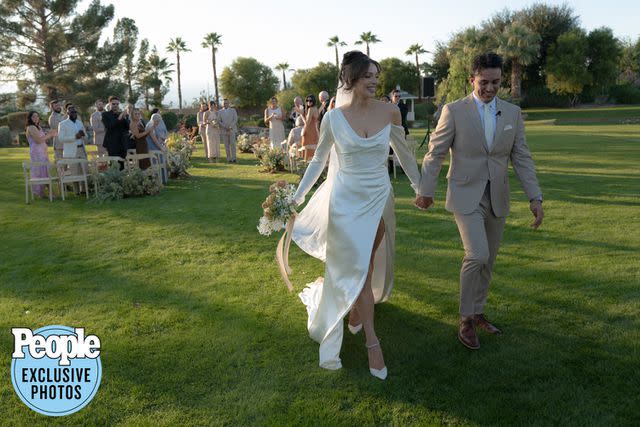 <p>Dennis Roy Coronel Photography</p> Nicky Lopez and Sydney Lamberty at their wedding private estate in Rancho Mirage, California, on Nov. 17