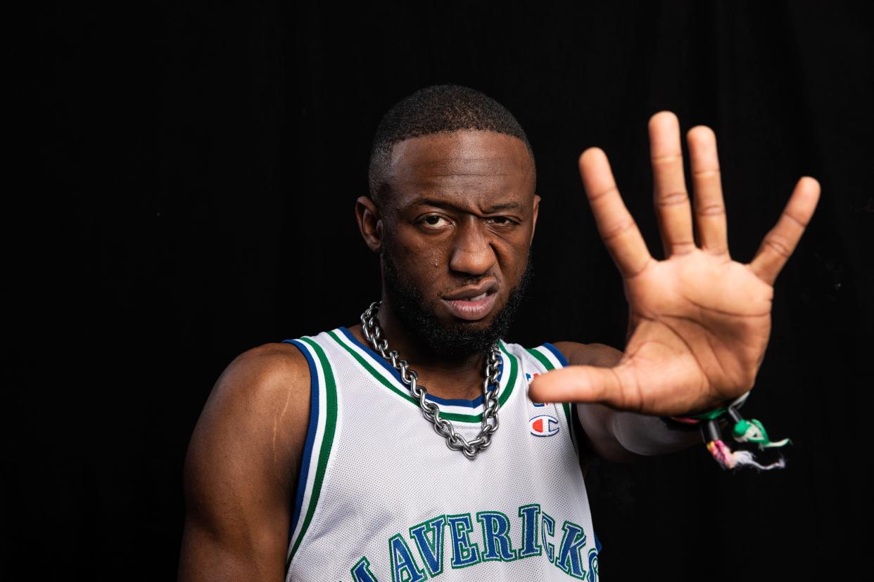 Deezie Brown poses for a portrait behind the Honda stage before his 2021 set during the Austin City Limits Music Festival. Statesman music writer Deborah Sengupta Stith says his debut full-length record, "Fifth Wheel Fairytale," is one of the best hip-hop records from the ATX in the past decade.