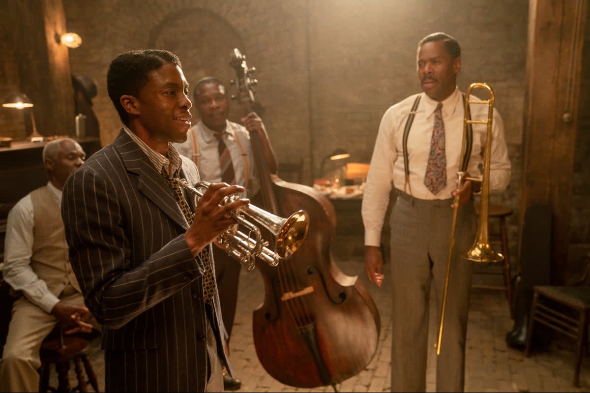 Chadwick Boseman and Domingo in ‘Ma Rainey’s Black Bottom' (David Lee/Netflix)