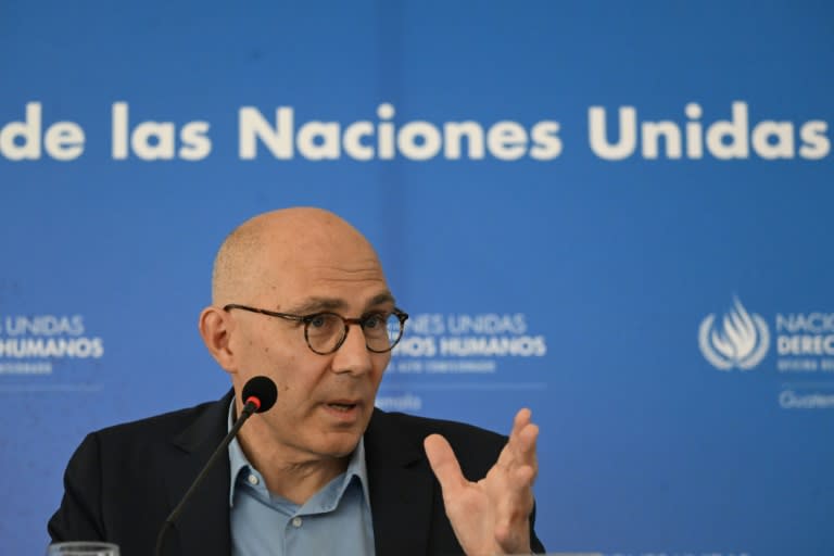 El Alto Comisionado de las Naciones Unidas para los Derechos Humanos, Volker Türk, habla durante una conferencia de prensa en la Ciudad de Guatemala, el 19 de julio de 2024. (JOHAN ORDONEZ)