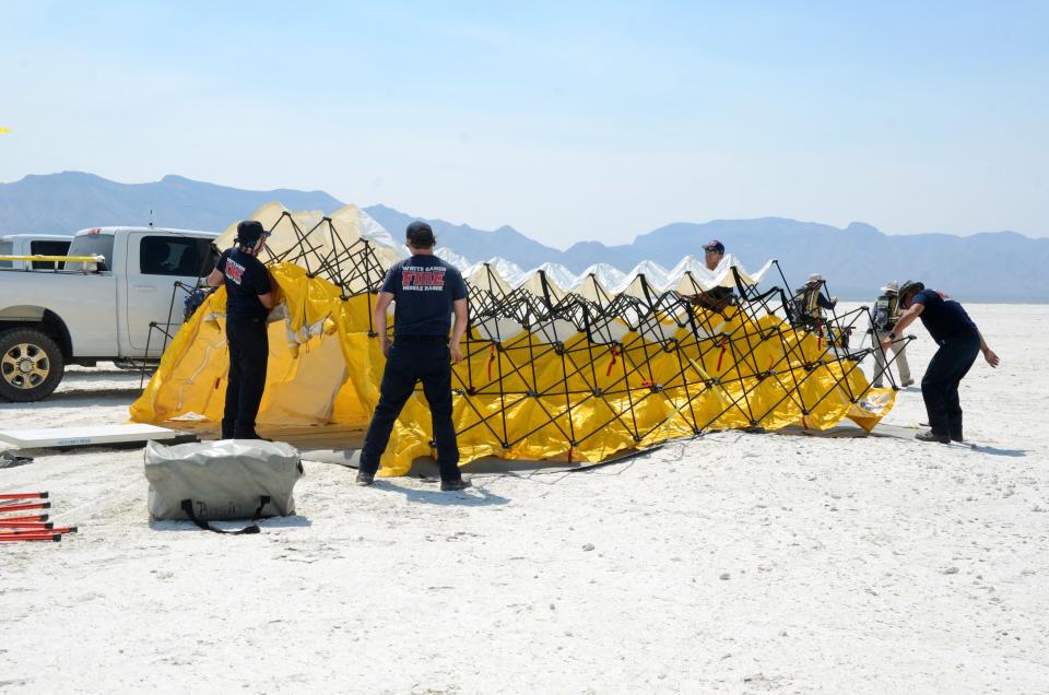 White Sands Missile Range personnel supporting NASA and Boeing's Orbital Flight Test-2 (OFT-2) landing and recovery of the Starliner spacecraft participated in a Mission Dress Rehearsal on May 18, 2022 at White Sands Space Harbor.