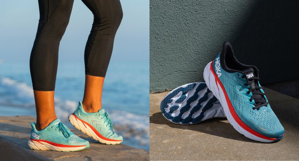 Gwyneth Paktrow, Kate Hudson, and Reese Witherspoon are all fans of Hoka One sneakers. Images via Instagram/HokaOneOne