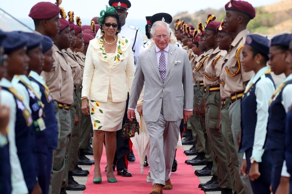 Grenada Governor-General Cecile La Grenade welcomed Charles and Camilla to the country (Getty Images,)