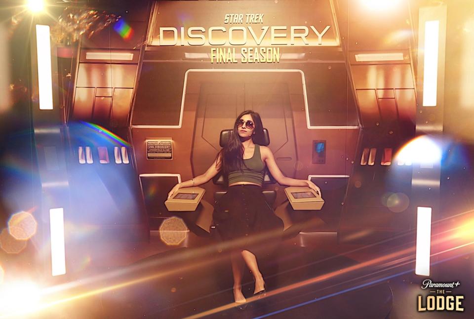 IndieWire’s Proma Khosla takes command of the U.S.S Discovery at Paramount+’s The Lodge.<cite>Courtesy of Paramount+’s The Lodge</cite>