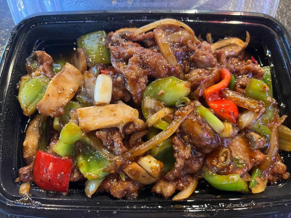 The Sizzling Black Pepper Beef at BaoBao includes mushrooms, onions and bell peppers in a butter soy sauce.