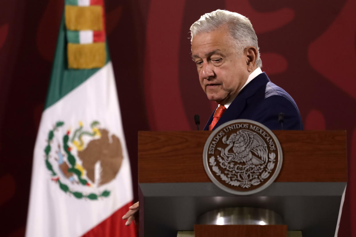 AMLO durante su conferencia mañanera del 13 de junio. (Getty Images)