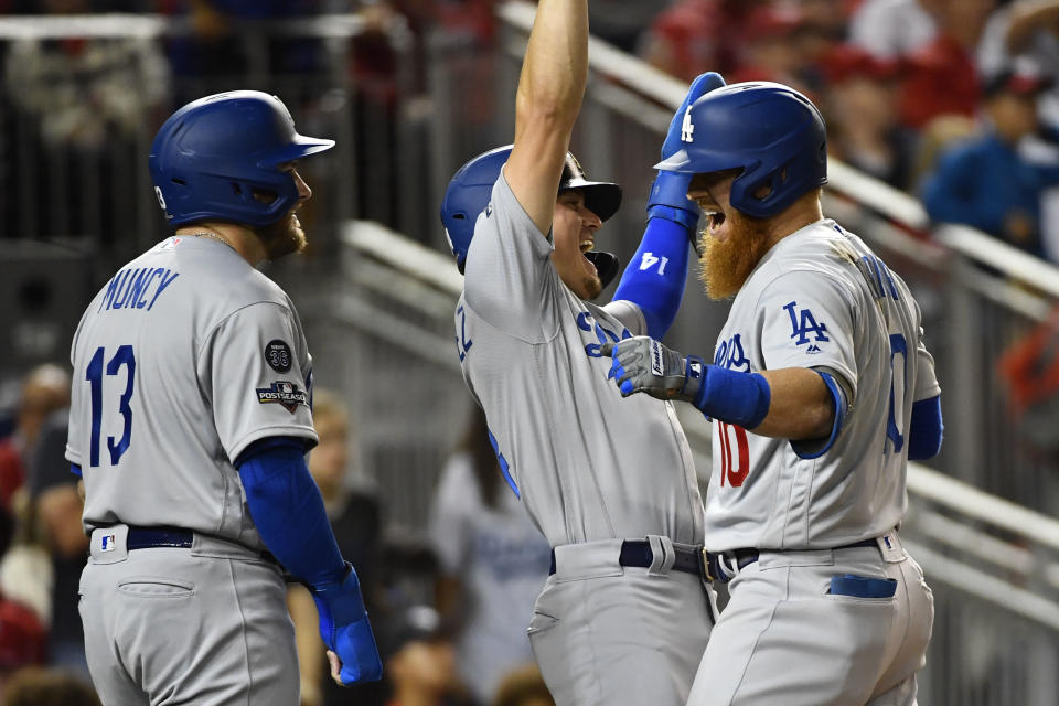 The Dodgers exploded for a seven-run sixth inning to take a 2-1 lead in their series with the Nationals. (Brad Mills-USA TODAY Sports)