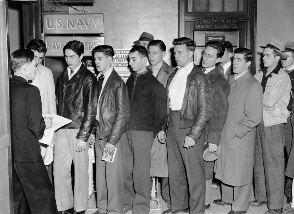 Navy recruits after Pearl Harbor attack