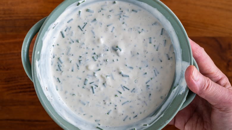 blue cheese dressing in bowl