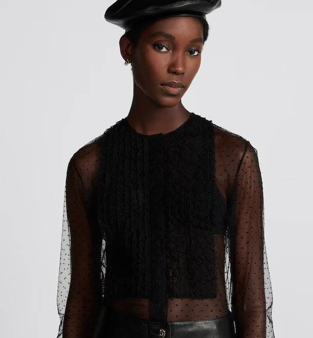 Dior女裝黑色透膚上衣圖片來源：Dior
