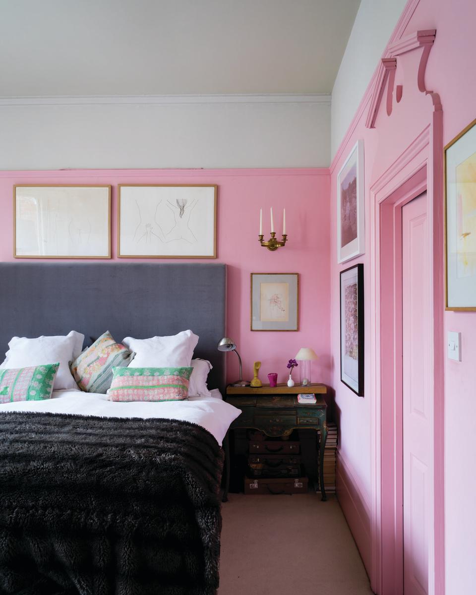 pink grey bedroom