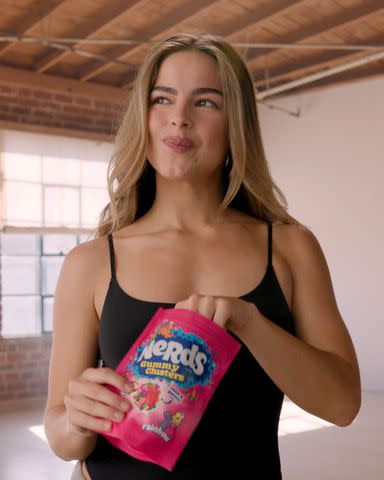 <p>Courtesy of Nerds Candy</p> Addison Rae stars in Nerds' Super Bowl commercial teaser.