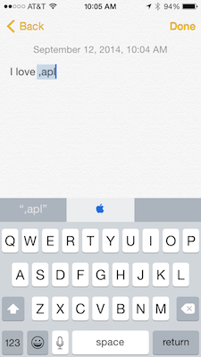 typing the apple symbol on an iOS keyboard