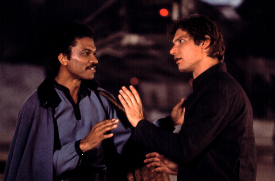 Billy Dee Williams and Harrison Ford in Star Wars: Episode V — The Empire Strikes Back