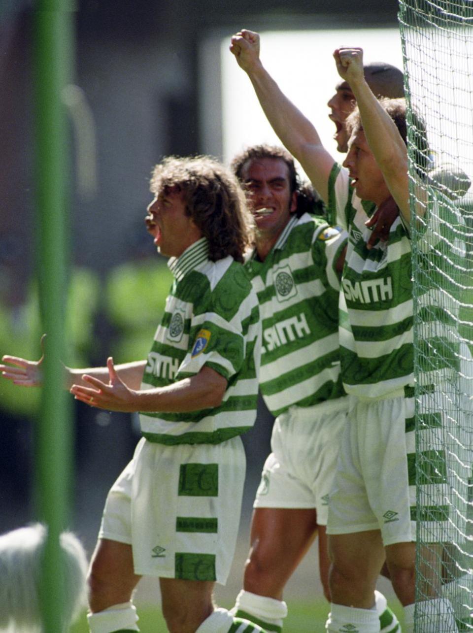 The Herald: Jorge Cadete celebrates with Paolo Di Canio and Pierre Van Hooijdonk