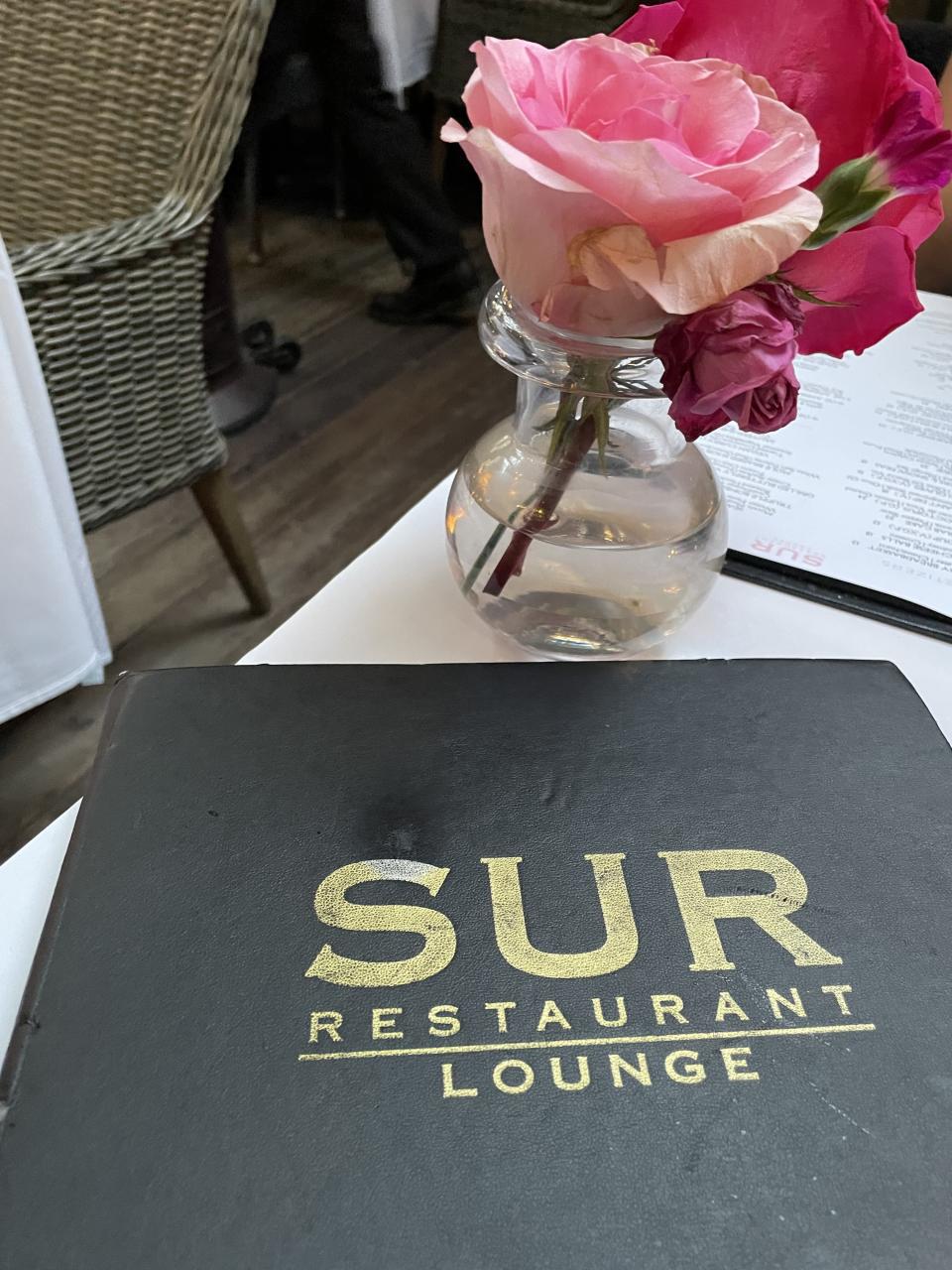 A shot of the menu at SUR