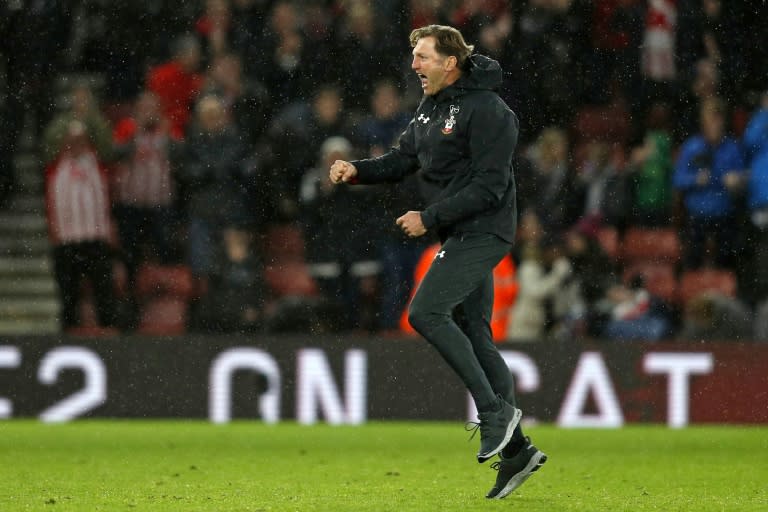 Southampton manager Ralph Hasenhuttl celebrates after beating Arsenal