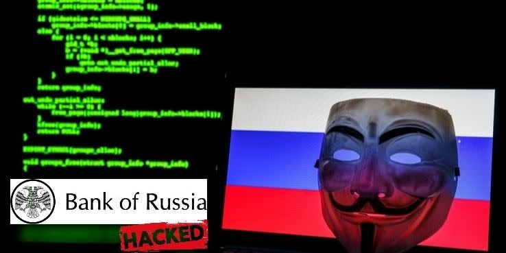 匿名者宣稱「稱國駭入俄羅斯央行」。（圖／翻攝自Anonymous TV推特）