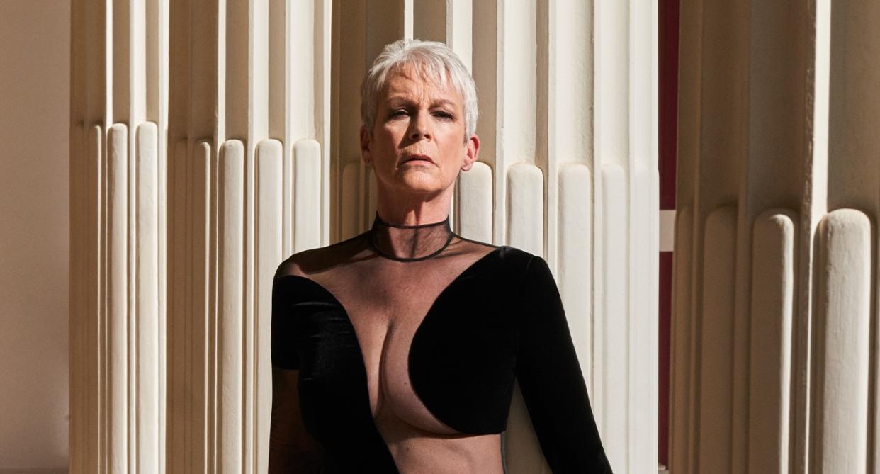 Jamie Lee Curtis wears Tom Ford in the February issue of British Vogue. (British Vogue)