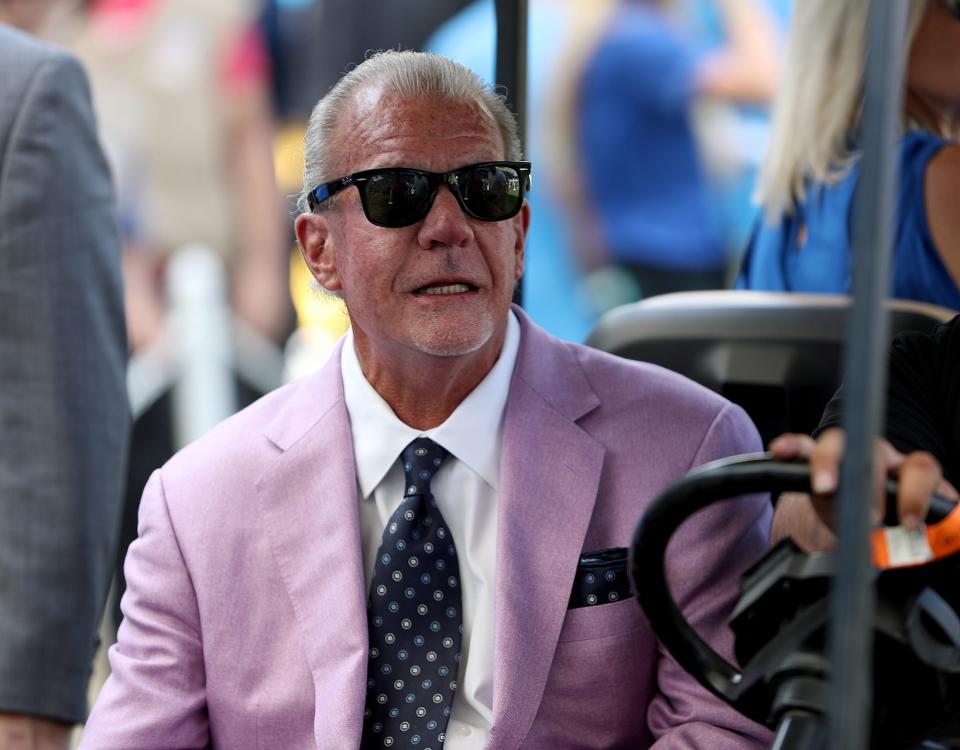Colts owner Jim Irsay before the start of their game against the Los Angeles Chargers in 2019.