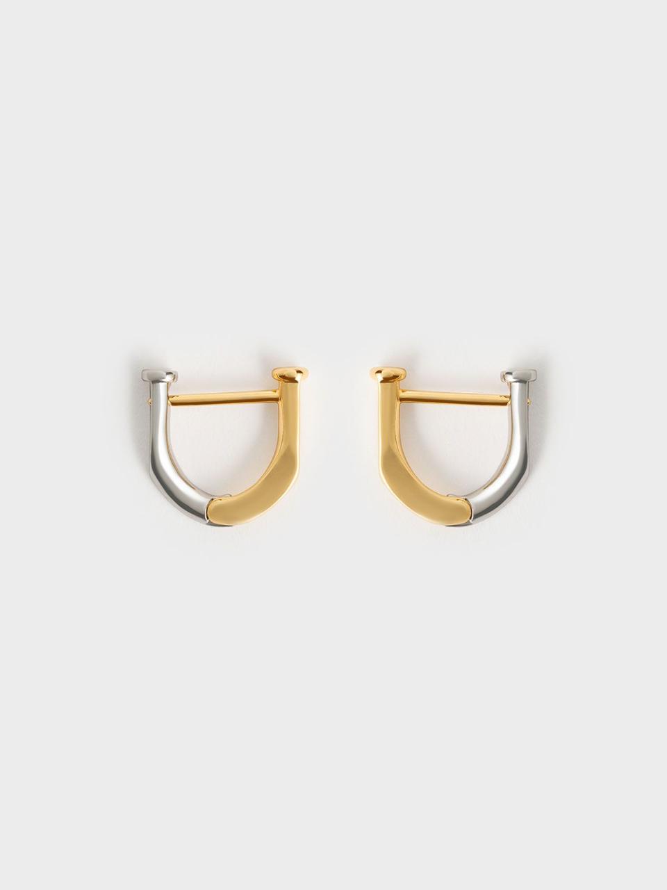 Charles & Keith Gabine Two-Tone Huggie Earrings