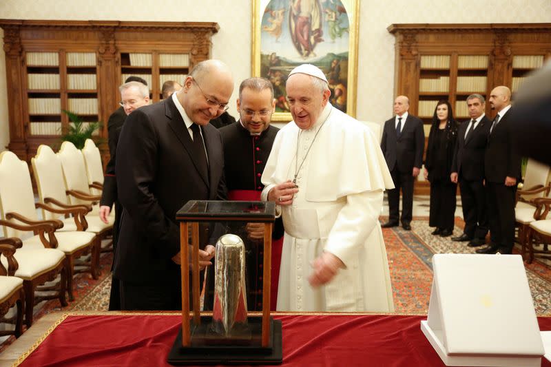 Pope Francis meets Iraqi President Barham Salih at the Vatican