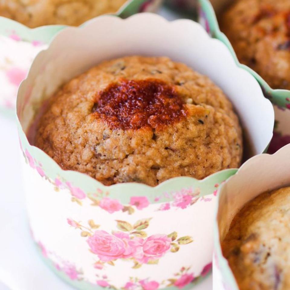 Pistachio Muffins with Cardamom and Rose Jam
