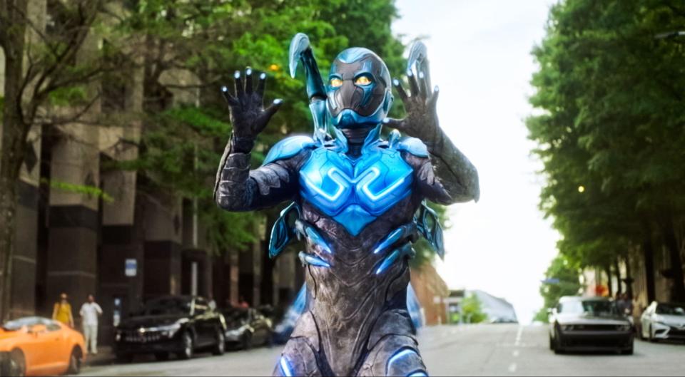 Xolo Mariduena in a scene from Blue Beetle