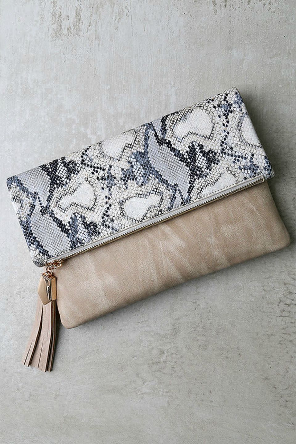 Wink and Kiss Beige Clutch