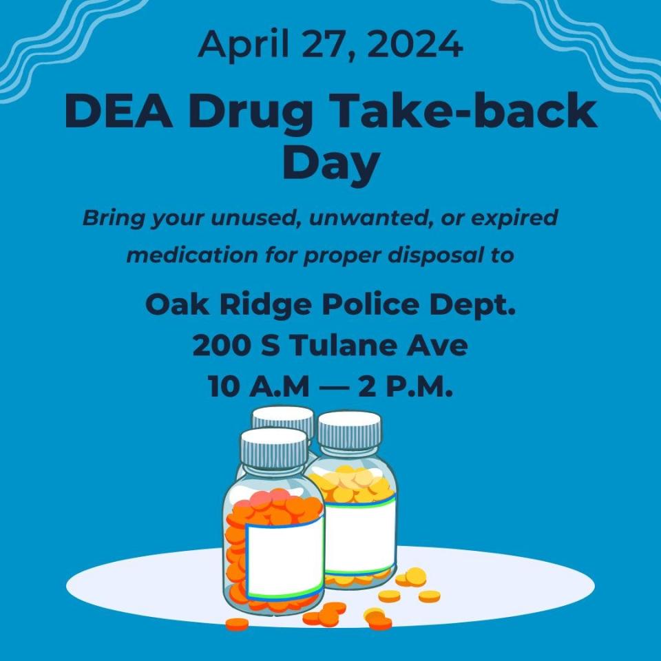 The Drug Take-Back Day is Saturday, April 27