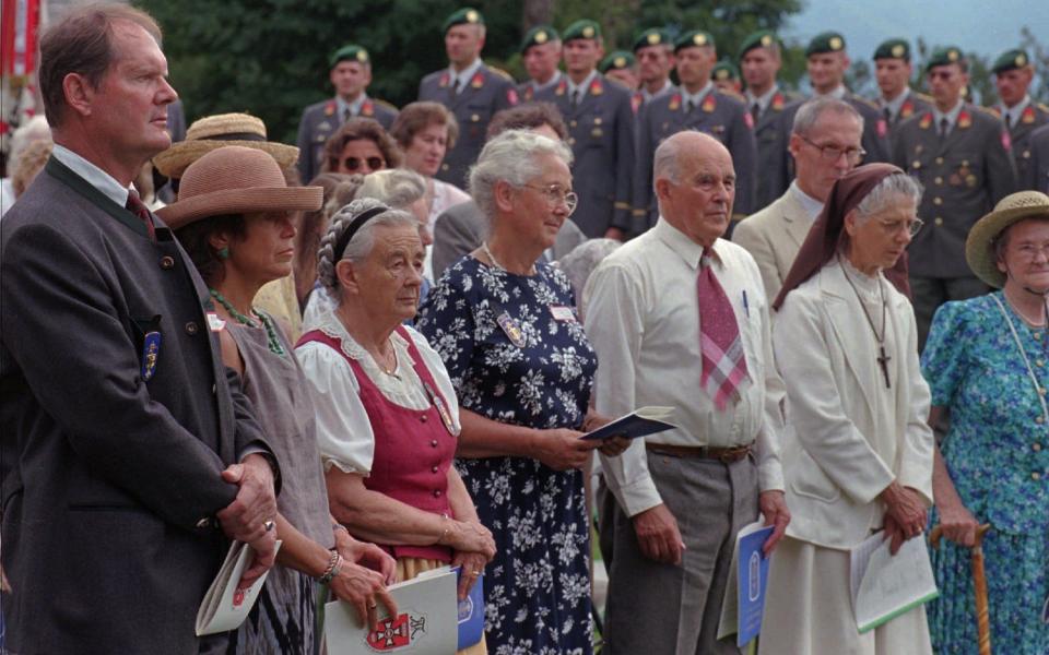 Rosmarie, second right, with her siblings at a Mass to honour their father in 1997 - Craig Line/AP