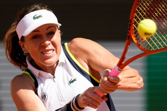 Anastasia Pavlyuchenkova hits a backhand during her win over Elise Mertens 