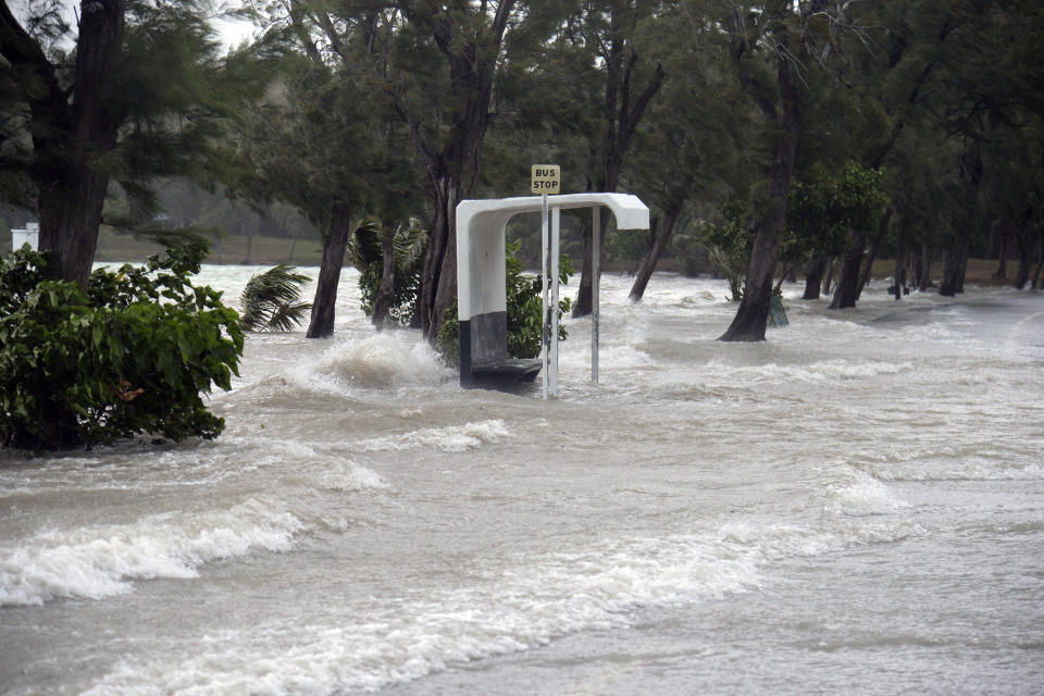 Gale force winds hit the coast of the Indian Ocean Island of Mauritius Monday Feb. 20, 2023. Forecasts say Tropical Cyclone Freddy is increasing in intensity and is expected to pass north of the Indian Ocean island nation of Mauritius and make landfall in central Madagascar Tuesday evening.It's feared that up to 2.2 million people, mostly in Madagascar, will be impacted by storm surges and flooding, according to the Global Disaster Alert and Coordination System. (AP Photo/L'express Maurice)