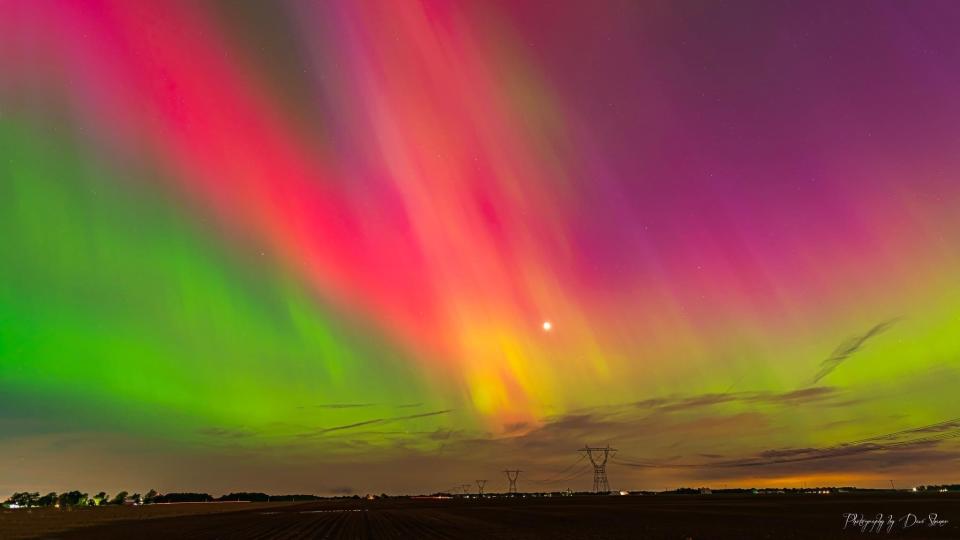 The northern lights seen about 5 miles north of St. Marys, Ohio on Friday, May 10, 2024.
