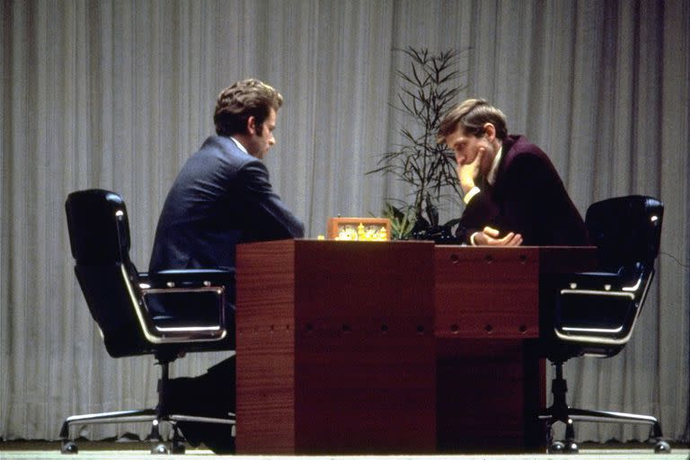 Boris Spassky y Bobby Fischer durante el último juego del 